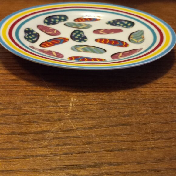 3 Godinger & Co. 7.5" Dessert Plate Flip Flop Design Summer Colorful Dinnerware - Picture 10 of 10